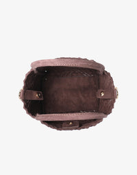 REMI/REID HOLLACE MINI WOVEN FAUX SUEDE TOTE BAG - CHOCOLATE
