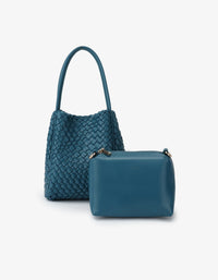 REMI/REID HOLLACE MINI WOVEN TOTE BAG - TEAL