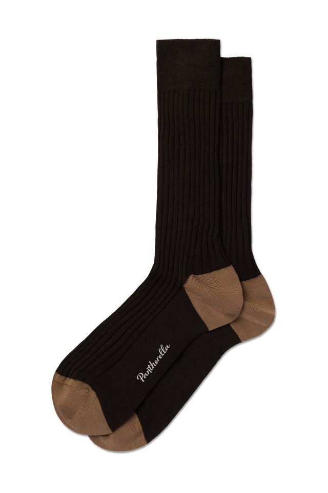 PANTHERELLA STRATFORD MEN'S WOOL SOCK - CHOCOLATE
