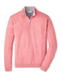 PETER MILLAR COOLSPUN COTTON QUARTER-ZIP SWEATER - VENETIAN PINK