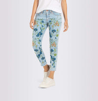 MAC WOMEN'S RICH EMBROIDERED DENIM PANT - CROPPED FLORAL