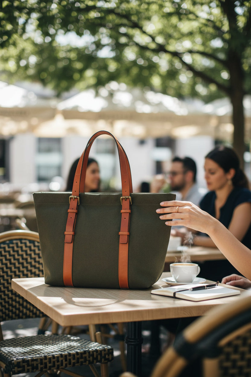 BOSCA 1911 EMMA CARRY-ALL TOTE - OLIVE