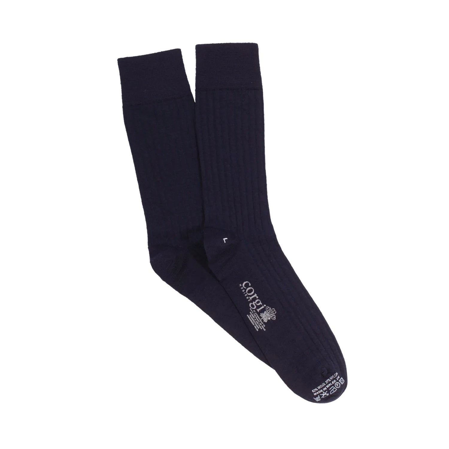 CORGI RIBBED WOOL DRESS SOCK - NAVY
