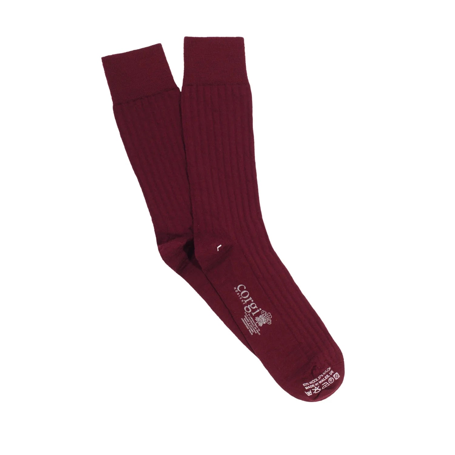 CORGI RIBBED WOOL DRESS SOCK - MAROON