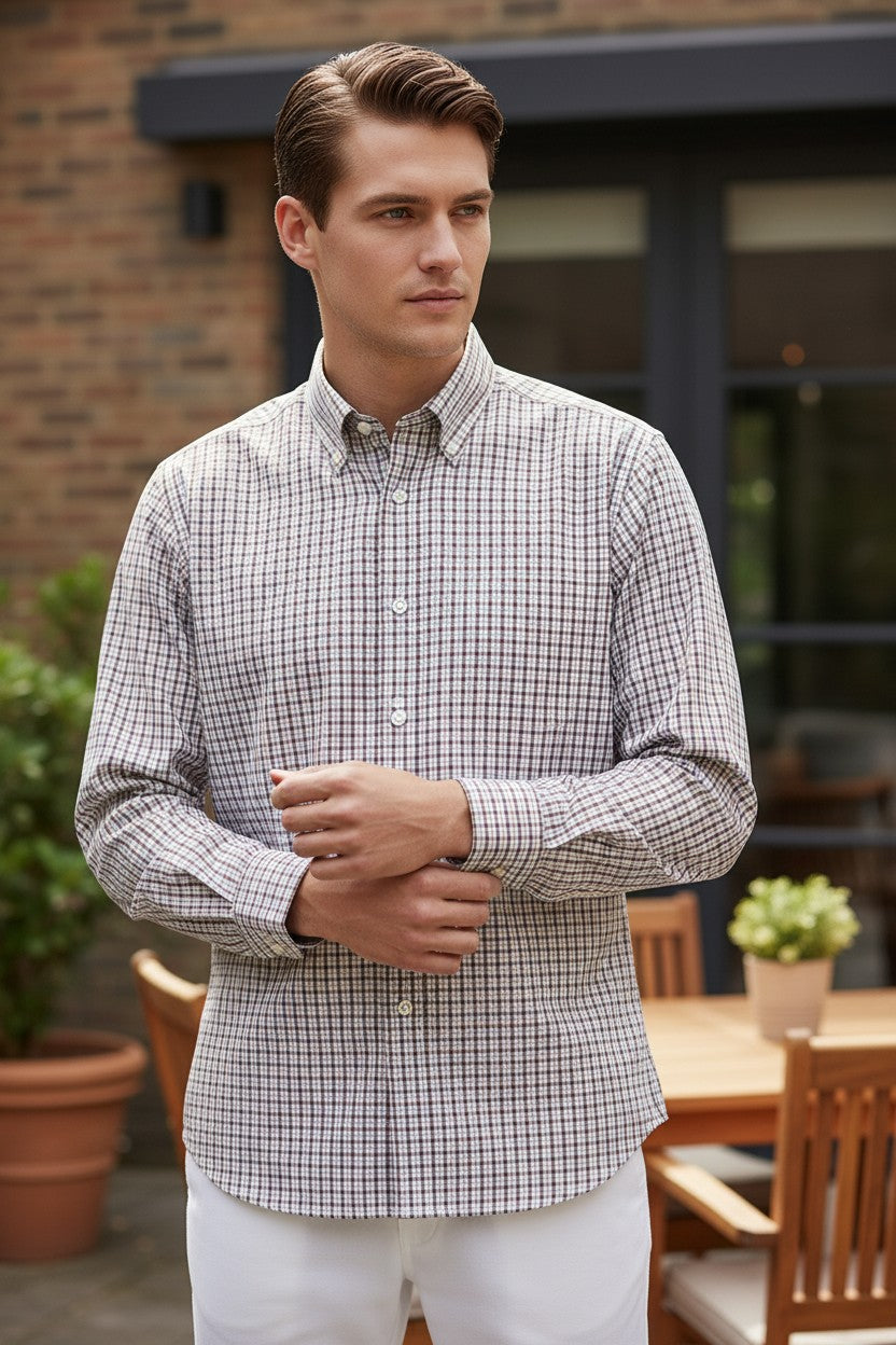 PETER MILLAR MARCO COTTON SPORT SHIRT - BISCOTTI