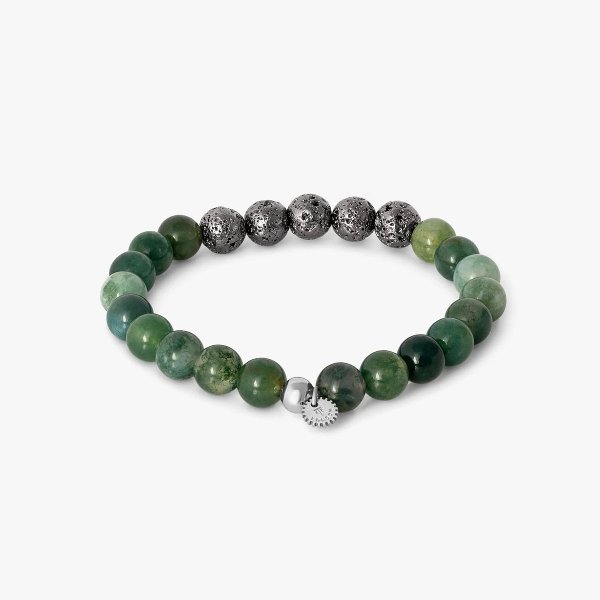 TATEOSSIAN BRACELET - VESUVIUS BRACELET IN IP PLATED STAINLESS STEEL WITH GREEN MOSS AGATE
