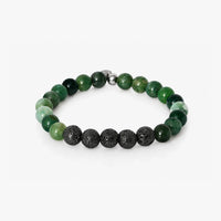 TATEOSSIAN BRACELET - VESUVIUS BRACELET IN IP PLATED STAINLESS STEEL WITH GREEN MOSS AGATE