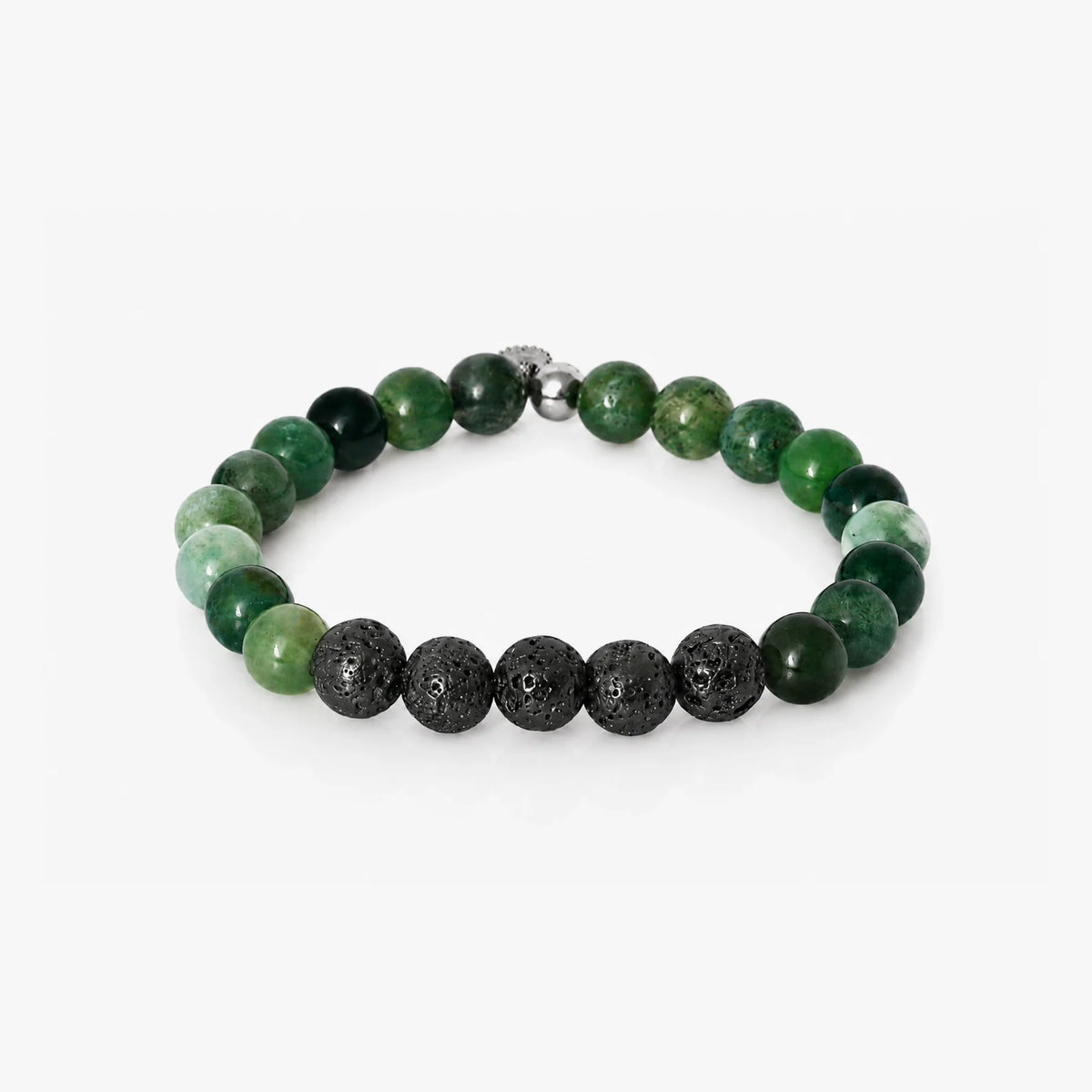 TATEOSSIAN BRACELET - VESUVIUS BRACELET IN IP PLATED STAINLESS STEEL WITH GREEN MOSS AGATE