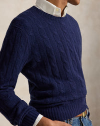 POLO RALPH LAUREN - THE ICONIC CABLE-KNIT CASHMERE SWEATER - BRIGHT NAVY