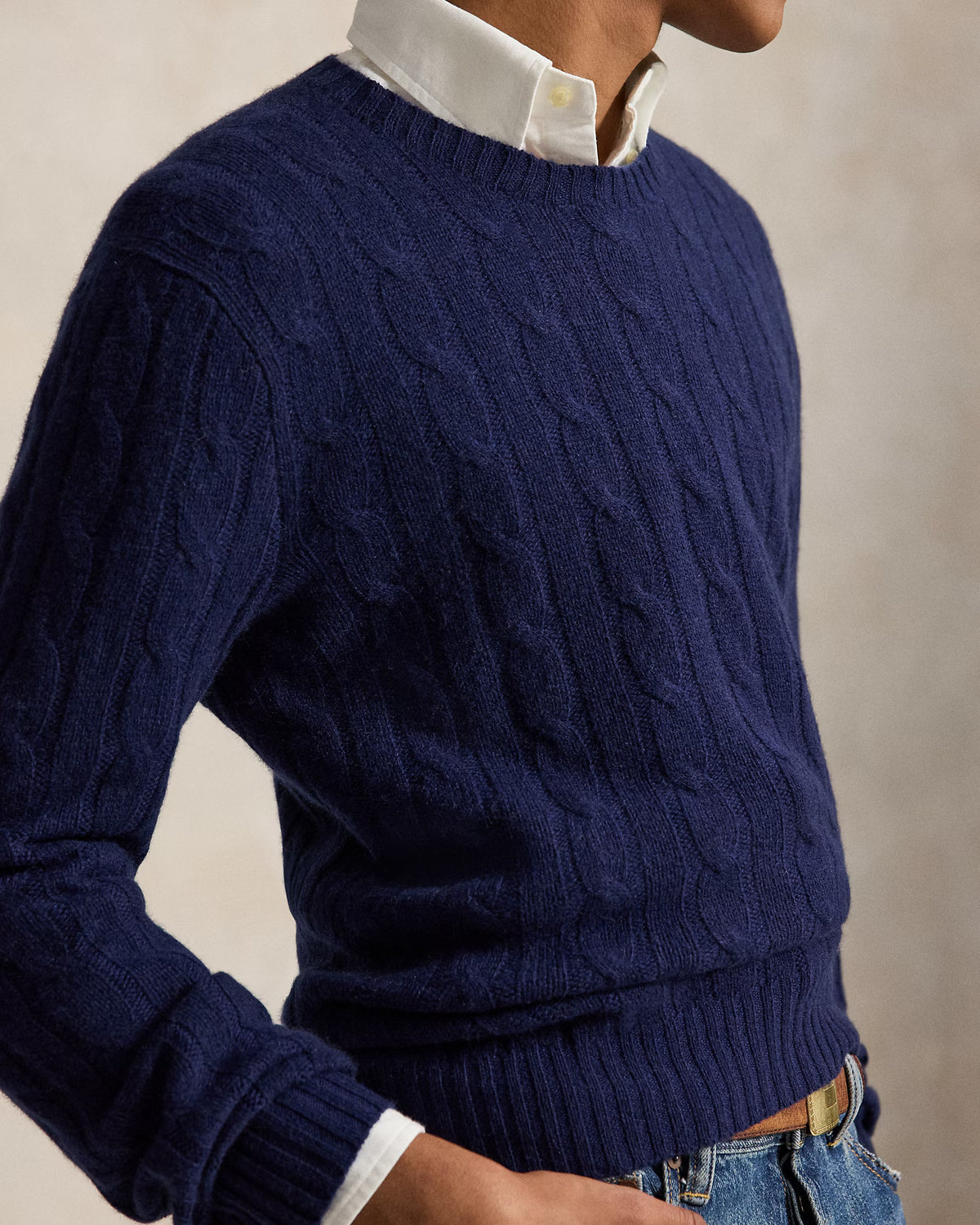 POLO RALPH LAUREN - THE ICONIC CABLE-KNIT CASHMERE SWEATER - BRIGHT NAVY