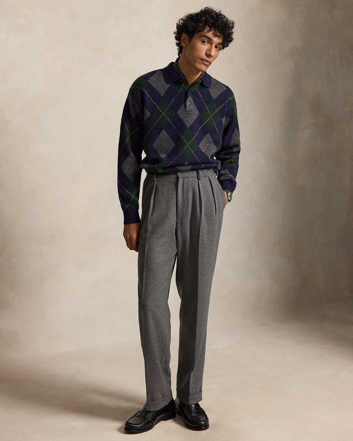 POLO RALPH LAUREN - RELAXED FIT ARGYLE WOOL-MOHAIR SWEATER - NAVY MULTI