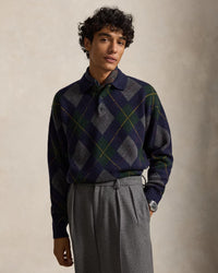 POLO RALPH LAUREN - RELAXED FIT ARGYLE WOOL-MOHAIR SWEATER - NAVY MULTI