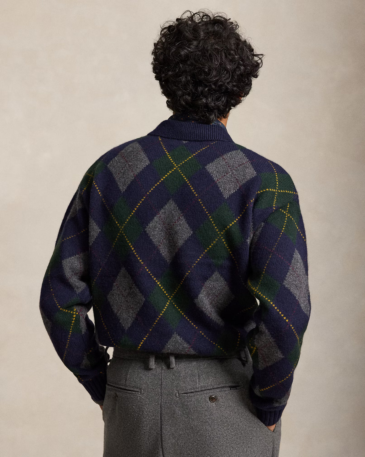 POLO RALPH LAUREN - RELAXED FIT ARGYLE WOOL-MOHAIR SWEATER - NAVY MULTI