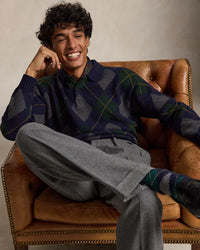POLO RALPH LAUREN - RELAXED FIT ARGYLE WOOL-MOHAIR SWEATER - NAVY MULTI