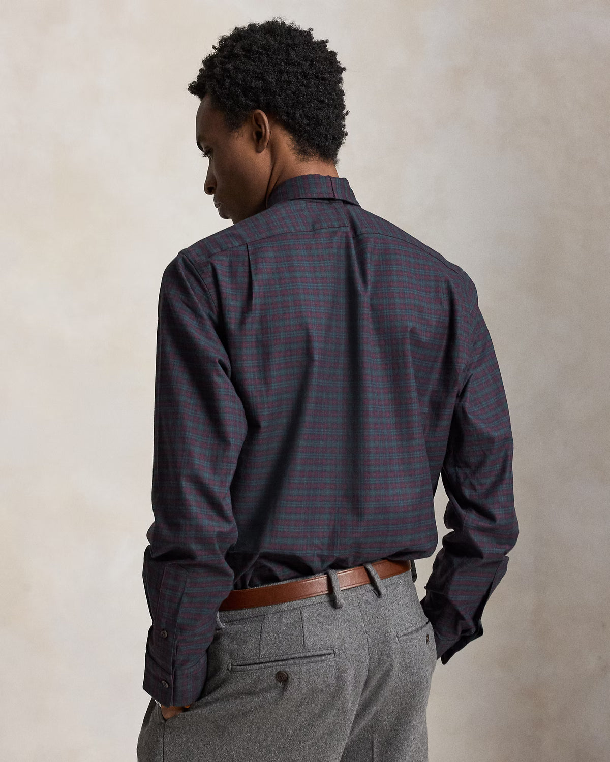 POLO RALPH LAUREN - CLASSIC FIT CHECKED TWILL SHIRT - WINE FOREST PLAID