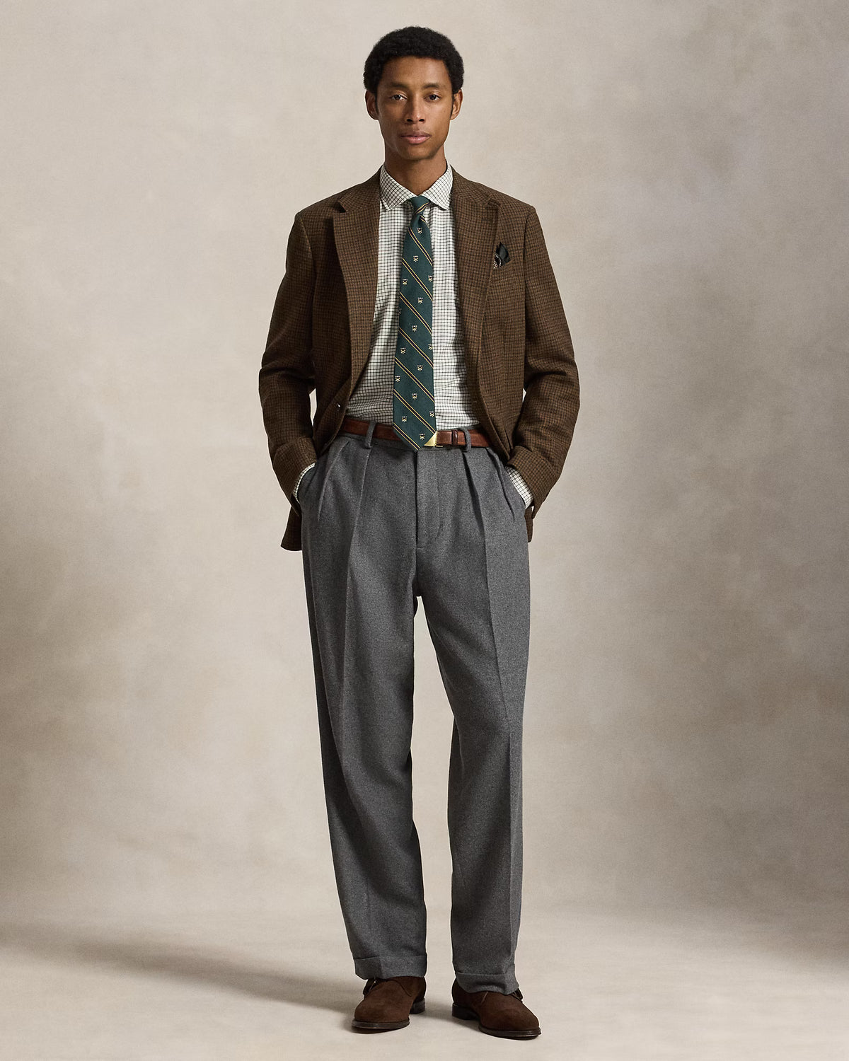 POLO RALPH LAUREN - CLASSIC FIT TATTERSALL TWILL SHIRT - OFF-WHITE GREEN PLAID