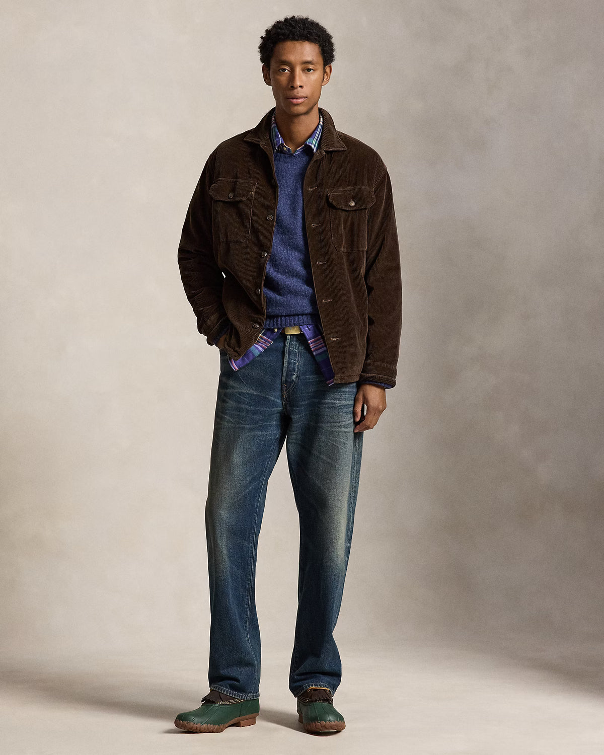 POLO RALPH LAUREN - FLEECE-LINED CORDUROY OVERSHIRT - NUTMEG BROWN