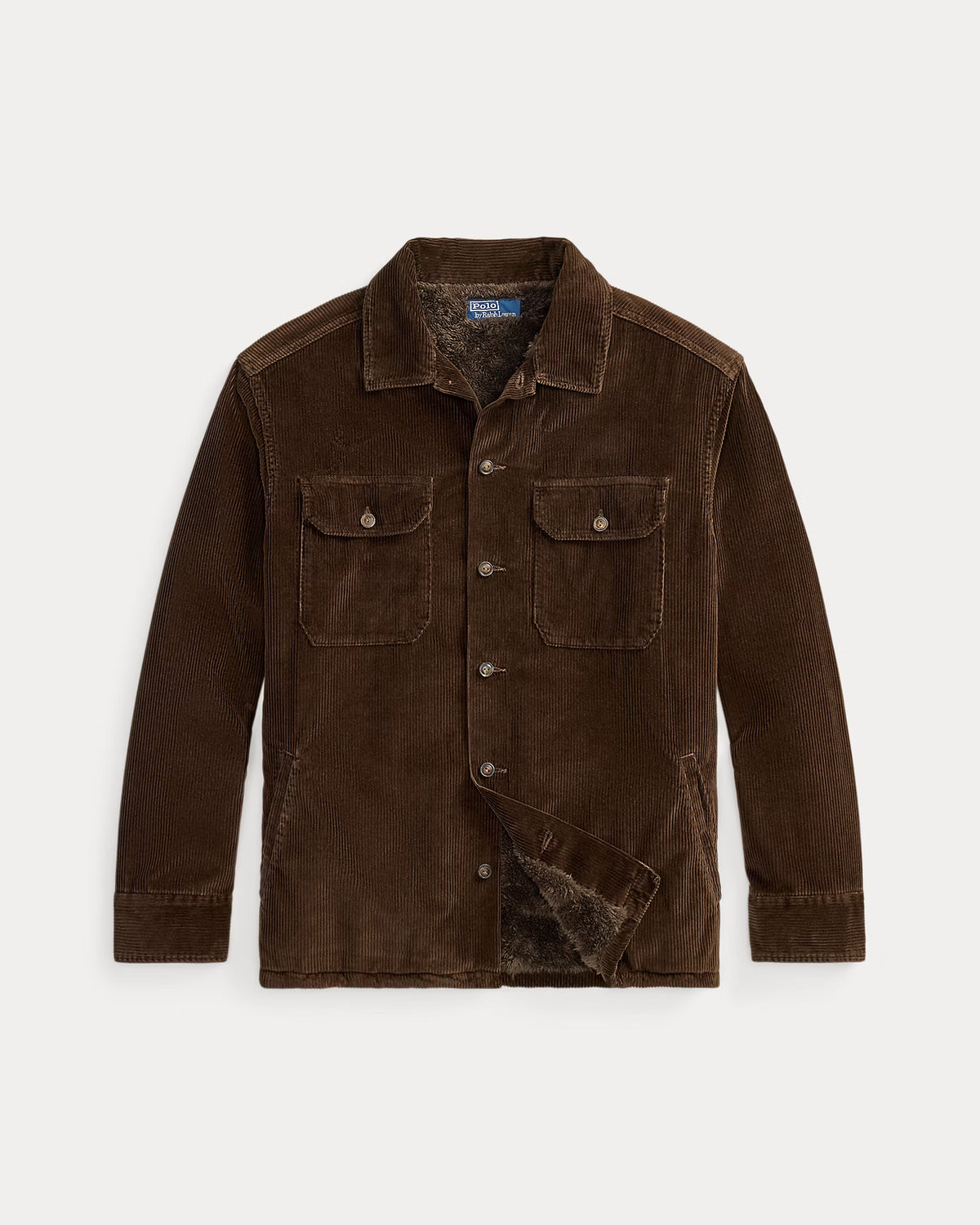 POLO RALPH LAUREN - FLEECE-LINED CORDUROY OVERSHIRT - NUTMEG BROWN