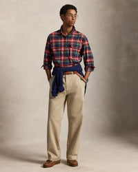 POLO RALPH LAUREN - CLASSIC FIT PLAID FLANNEL WORKSHIRT - NAVY/RED PLAID