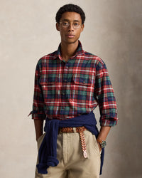 POLO RALPH LAUREN - CLASSIC FIT PLAID FLANNEL WORKSHIRT - NAVY/RED PLAID