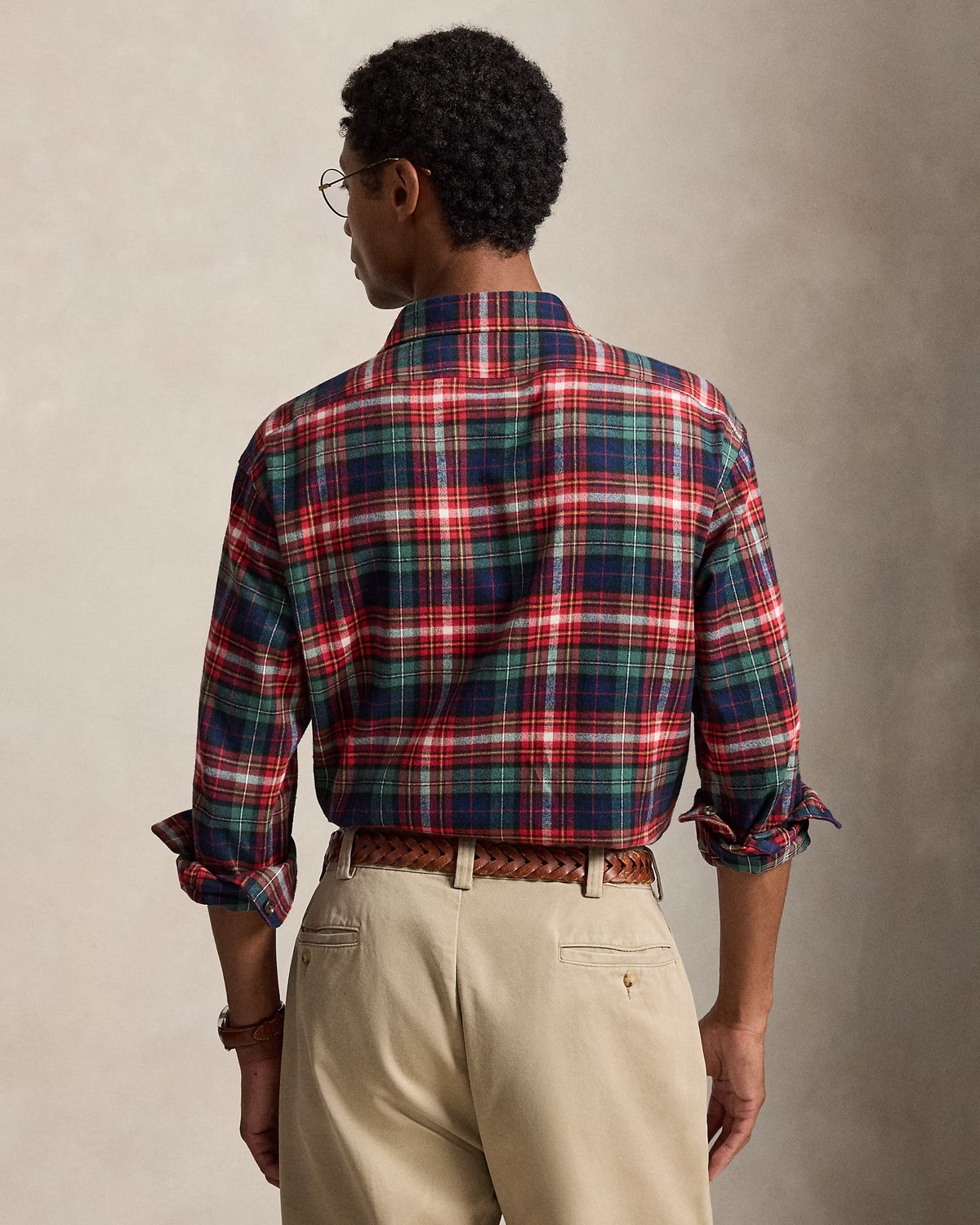 POLO RALPH LAUREN - CLASSIC FIT PLAID FLANNEL WORKSHIRT - NAVY/RED PLAID