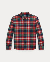 POLO RALPH LAUREN - CLASSIC FIT PLAID FLANNEL WORKSHIRT - NAVY/RED PLAID
