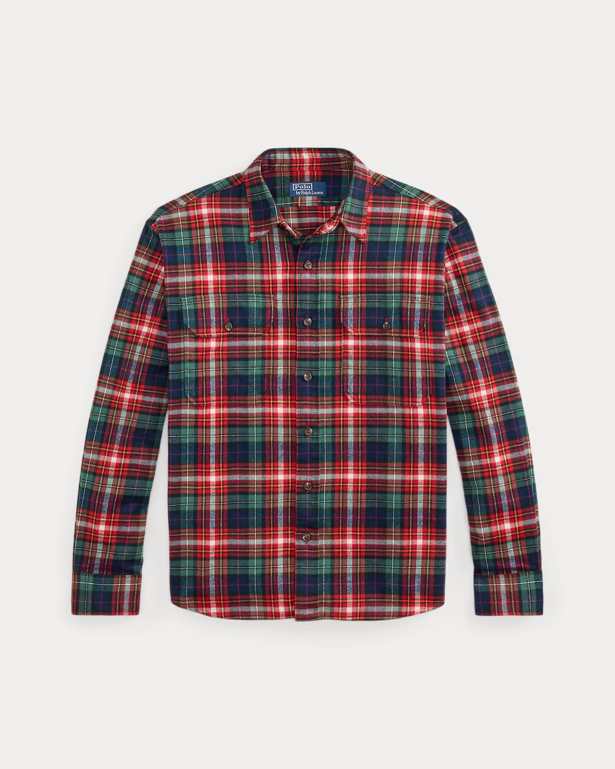 POLO RALPH LAUREN - CLASSIC FIT PLAID FLANNEL WORKSHIRT - NAVY/RED PLAID