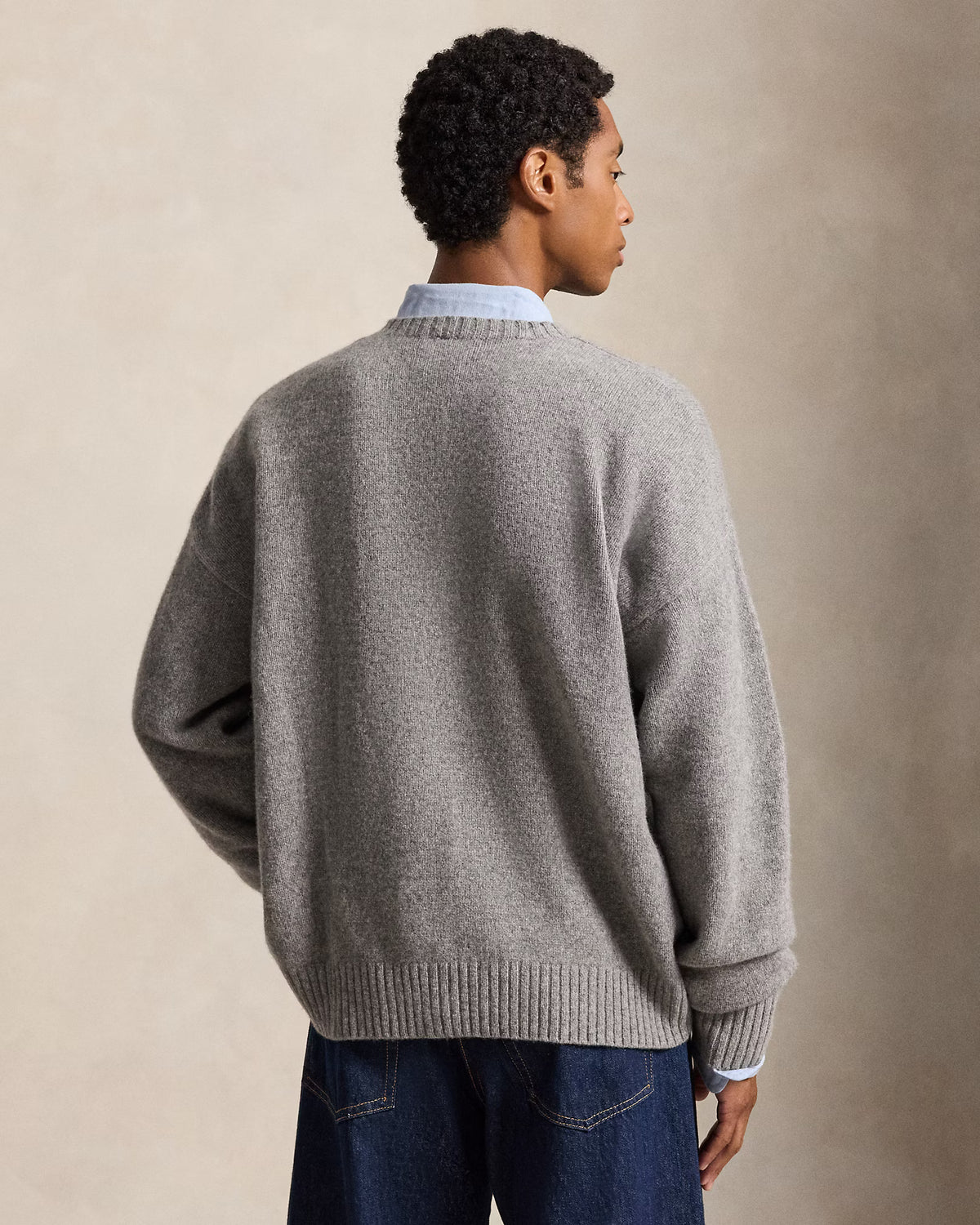 POLO RALPH LAUREN - RELAXED FIT POLO BEAR SWEATER - GREY COMBO