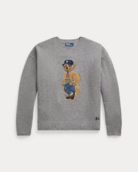 POLO RALPH LAUREN - RELAXED FIT POLO BEAR SWEATER - GREY COMBO