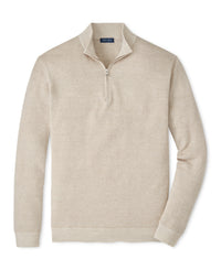 PETER MILLAR BARLOW BIRDSEYE QUARTER-ZIP SWEATER - TRUFFLE