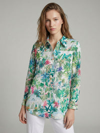 VILAGALLO TROPICAL GARDEN PRINT SHIRT - GREEN
