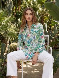 VILAGALLO TROPICAL GARDEN PRINT SHIRT - GREEN