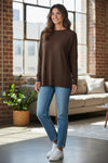 HUBERT GASSER MERINO ROUND NECK SWEATER - DARK BROWN