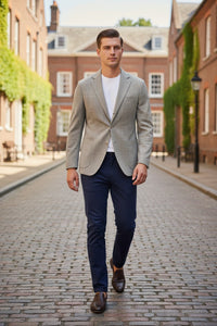 OARS & OLD IVY LORO PIANA WOOL/COTTON SPORT COAT - TAN PLAID