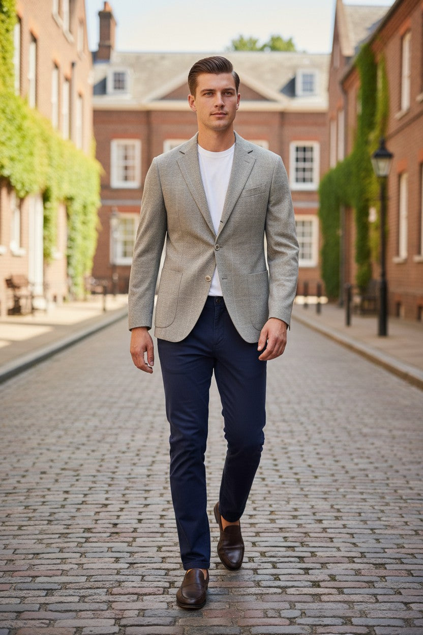 OARS & OLD IVY LORO PIANA WOOL/COTTON SPORT COAT - TAN PLAID