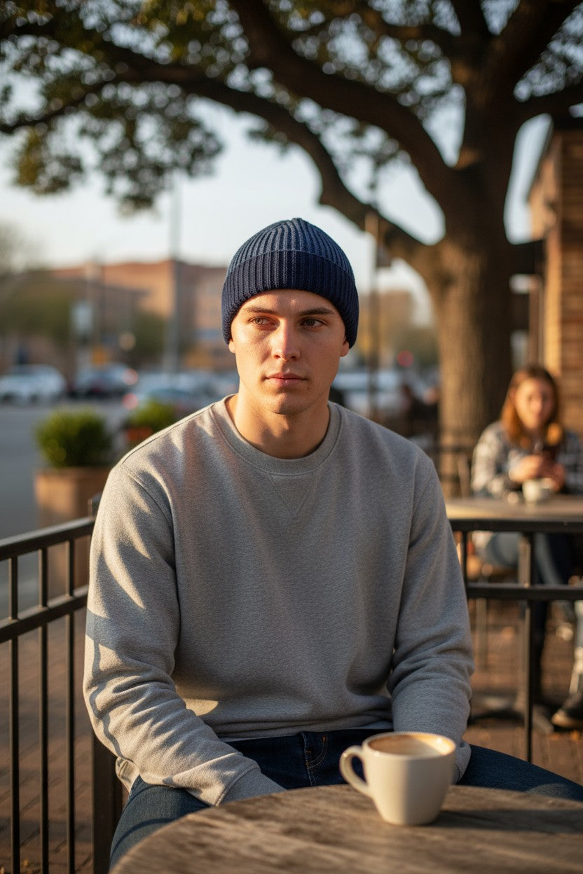 FLY3 REVERSIBLE KNIT HAT - NAVY