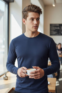 GEORG ROTH MEN'S PIMA T-SHIRT - LONG-SLEEVE - TRUE NAVY