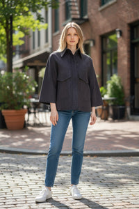 GRENN PILOT WOMEN'S SUEDE JACKET - NAVY