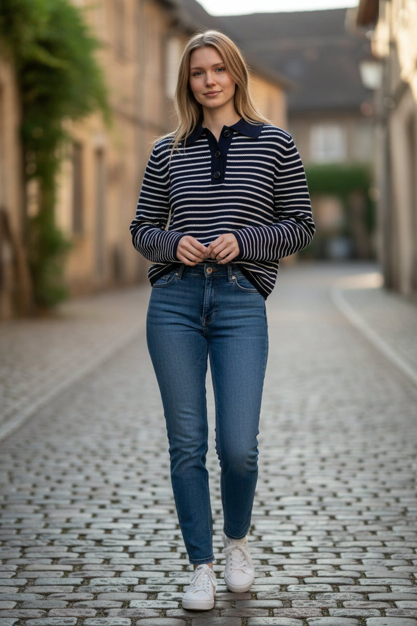 BARBOUR INEZ KNITTED JUMPER - DARK NAVY STRIPE