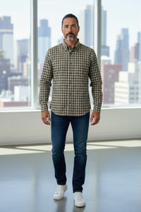 MAZZARELLI SPORT SHIRT - OLIVE CHECK