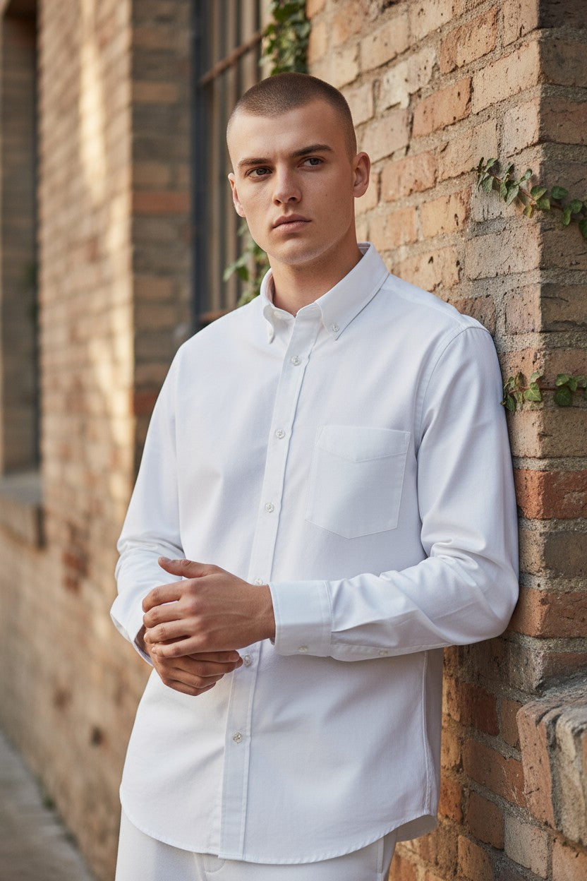 GIANGI NAPOLI MEN'S SHIRT - SOLID WHITE