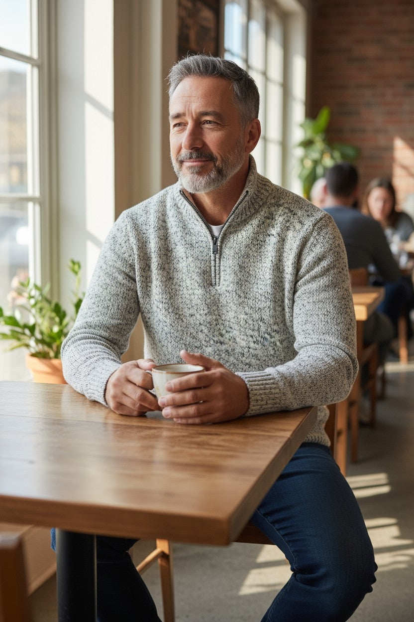 FLY3 PILAR KEY WEST 1/2 ZIP SWEATER - ECRU/BLUE