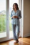 DEREK ROSE WOMEN'S PAJAMA SET - PARIS 29 BLUE