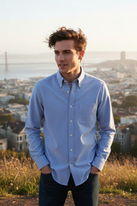 BUTTON DOWN SPORT SHIRT - BRUSHED SOLID BLUE