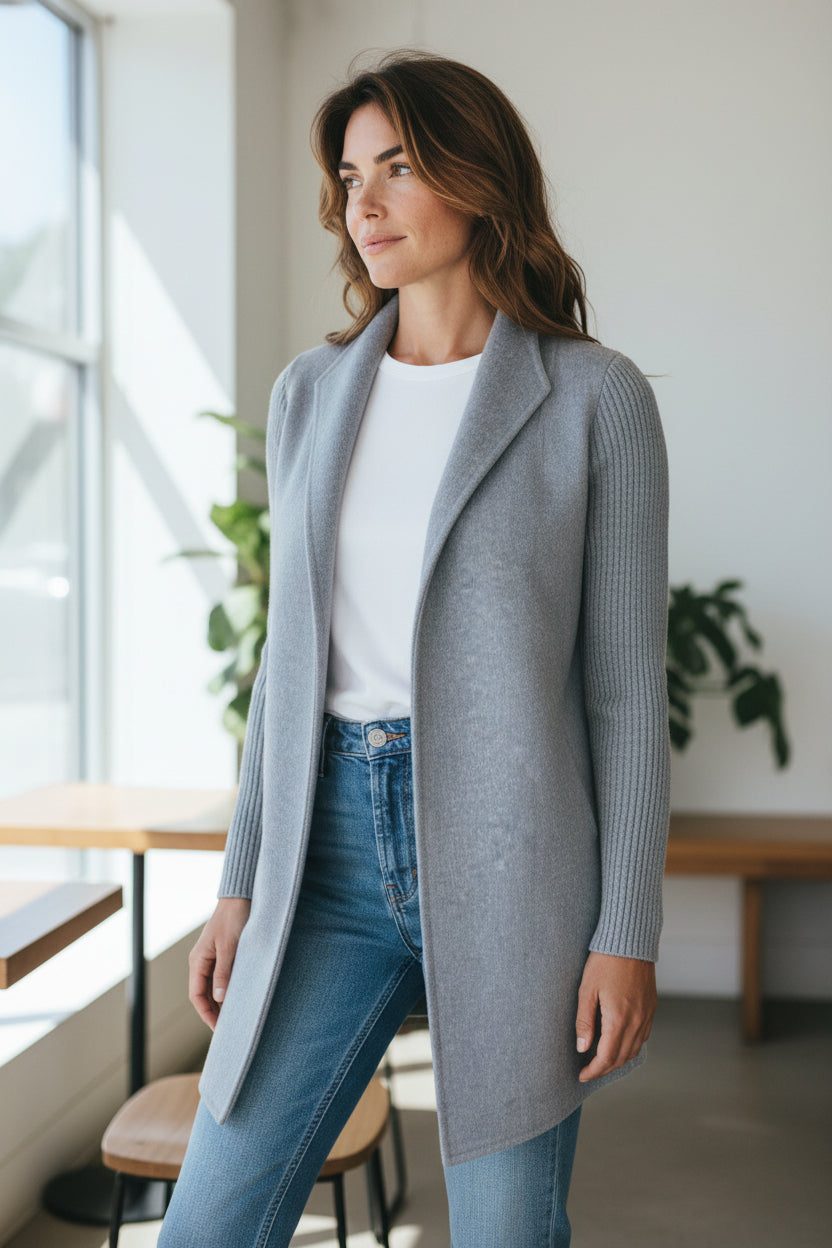 KINROSS RIB SLEEVE COAT - COVE