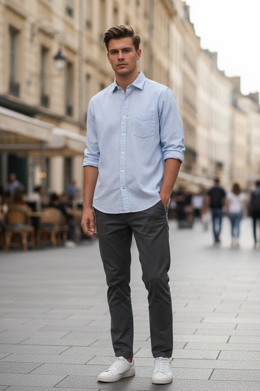 HARTFORD MEN'S CASUAL COTTON SHIRT - SKY