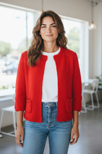 ANNECLAIRE SWEATER JACKET - RED