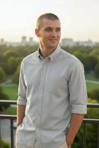 GIANGI NAPOLI MEN'S SHIRT - SOLID LIGHT BLUE FLANNEL