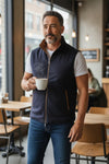 DEL VECCHIO MEN'S SUEDE & CASHMERE REVERSIBLE VEST - CHESTNUT/NAVY