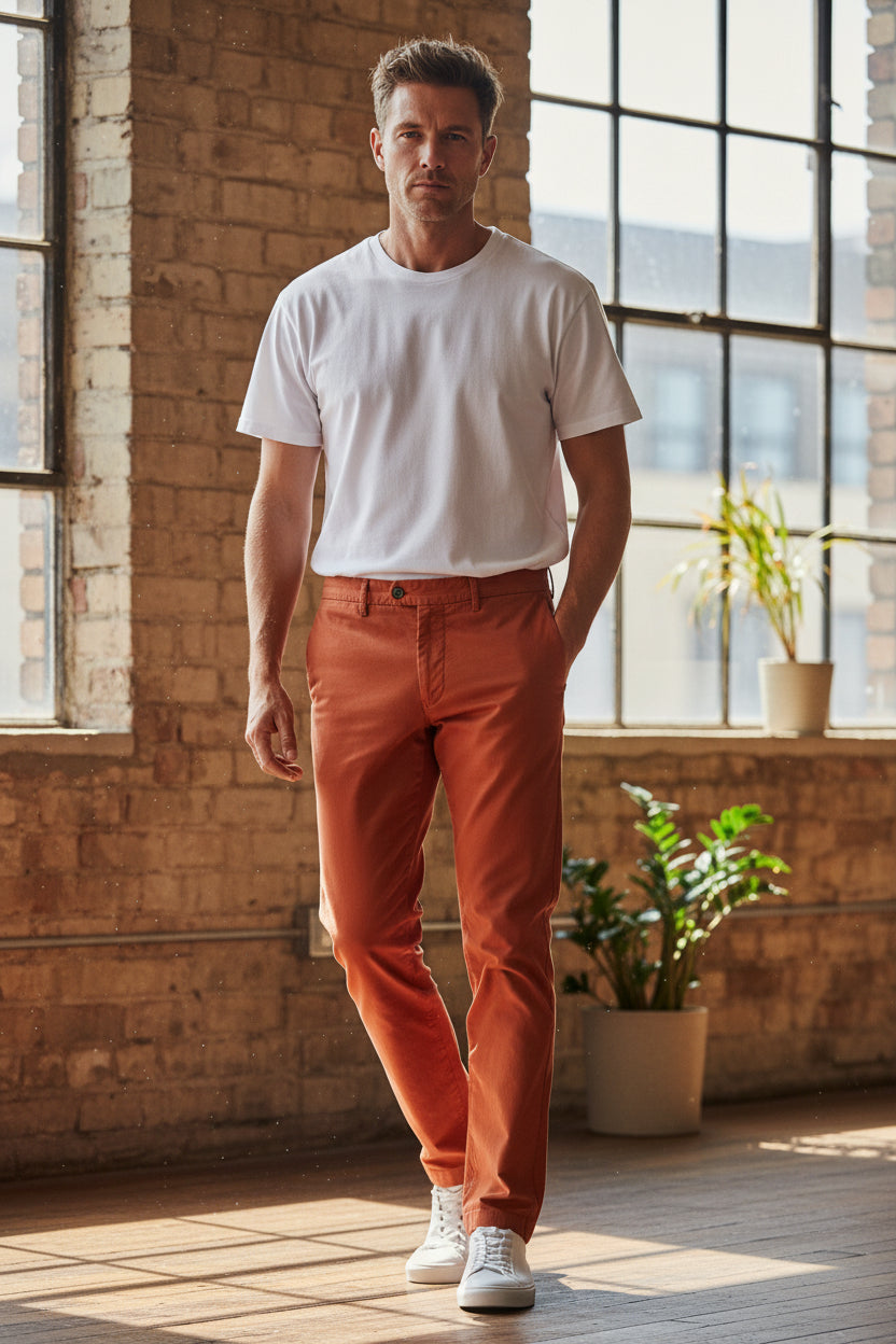MASON'S MEN’S PANAMA PANTS - RUST